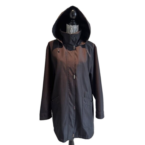 London Fog Water Resistant Hooded Softshell Jacket In Black Size M womans - Picture 1 of 16